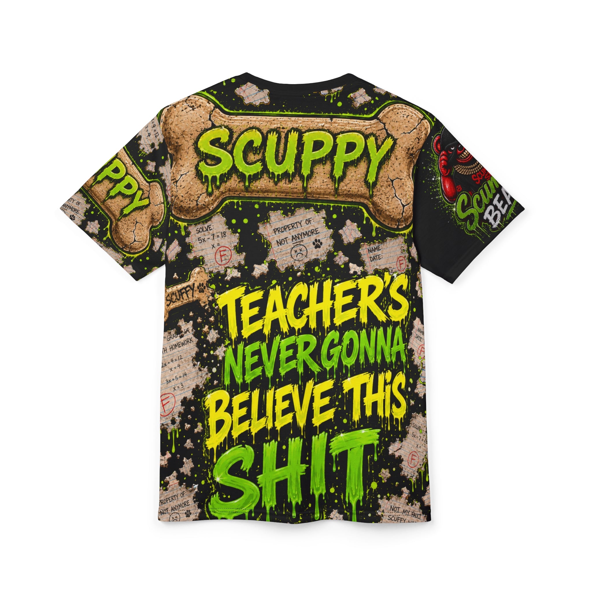 Unisex AOP Streetwear T-Shirt -Scuppy the SCUMMIE Puppy™ Edition