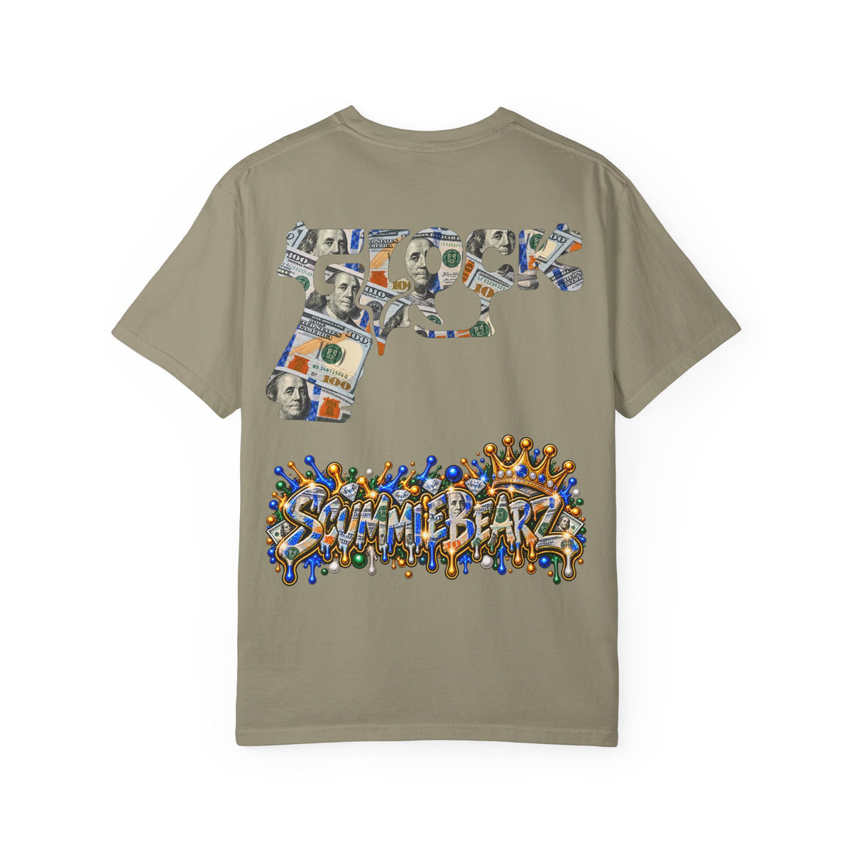 Unisex Garment-Dyed T-SHIRT-BLUE MONEY GLOCK/SB LOGO-SCUMMIEBEARZ™
