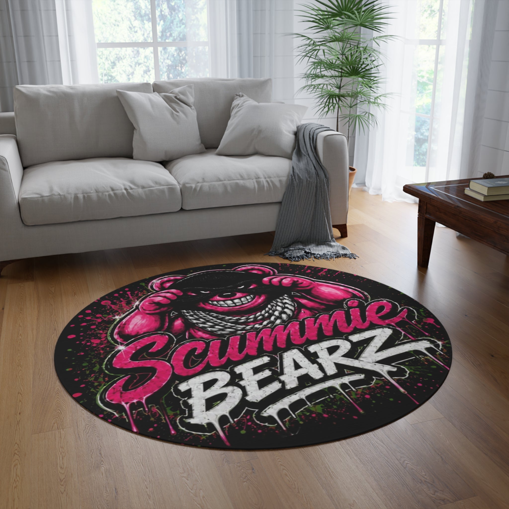 SCUMMIEBEARZ🩷Pink Logo Round Rug