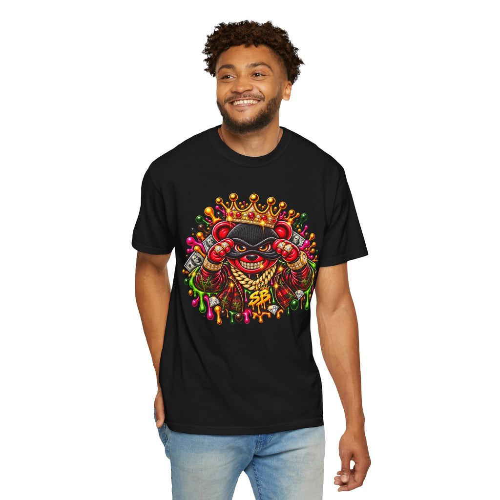 Unisex Garment-Dyed T-shirt-RED CROWN MASK LOGO MULTI COLOR GLOCK -SCUMMIEBEARZ™