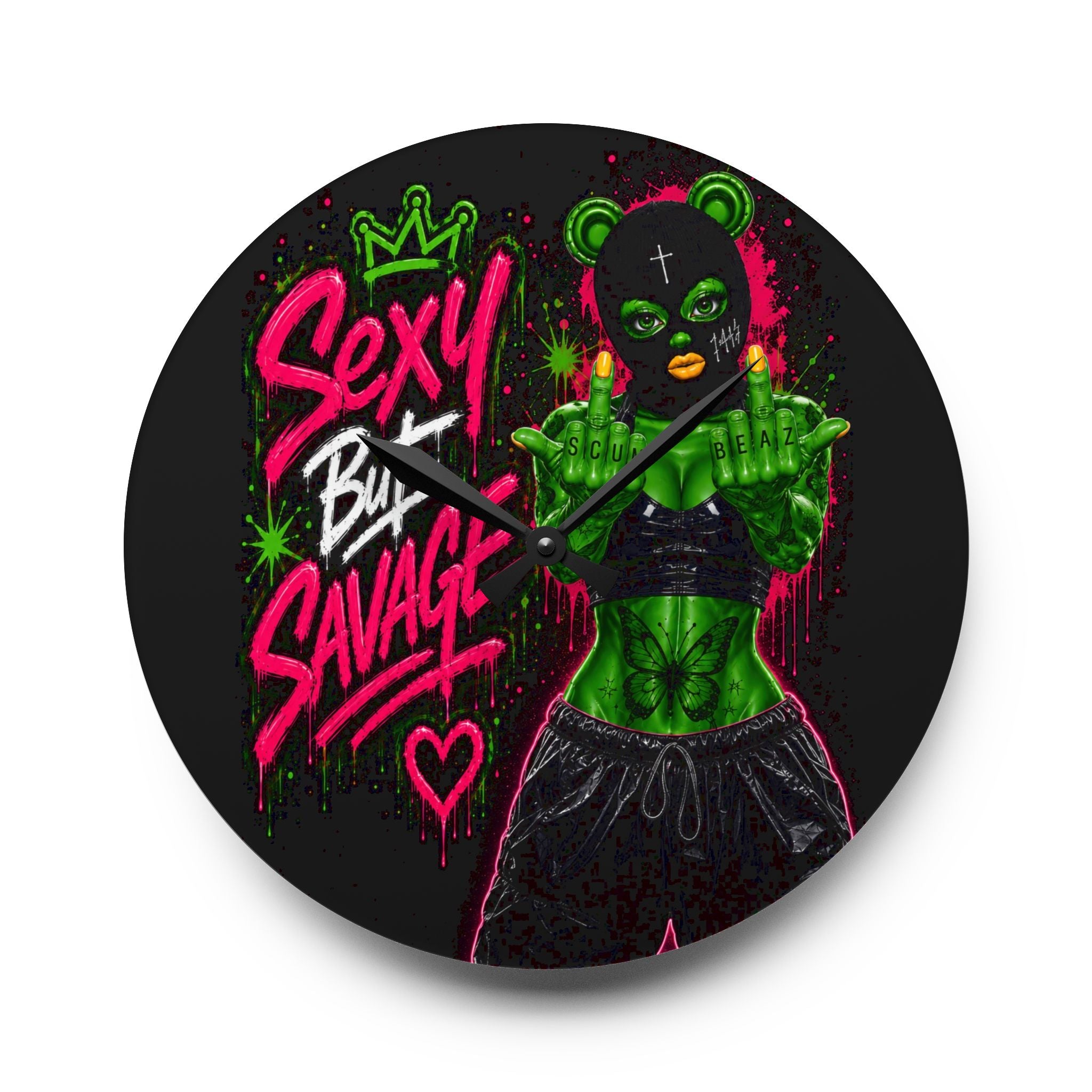 Acrylic Wall Clock-Sexy But Savage Green Remix