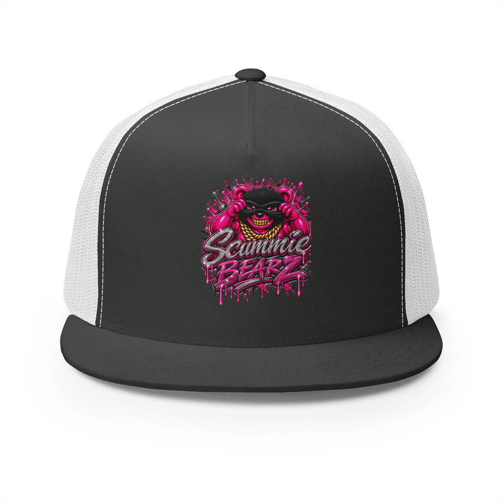 5 Panel Trucker Cap- PINK/SILVER MASK LOGO-SCUMMIEBEARZ™