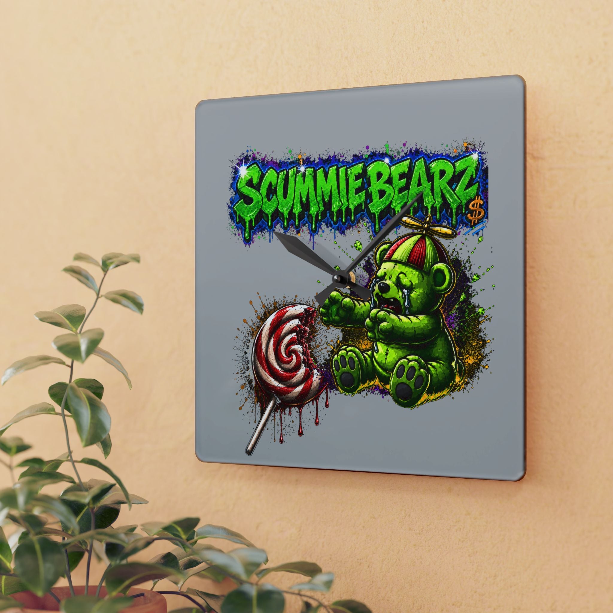 Acrylic Wall Clock-Stealing Candy From A Baby Neon Green