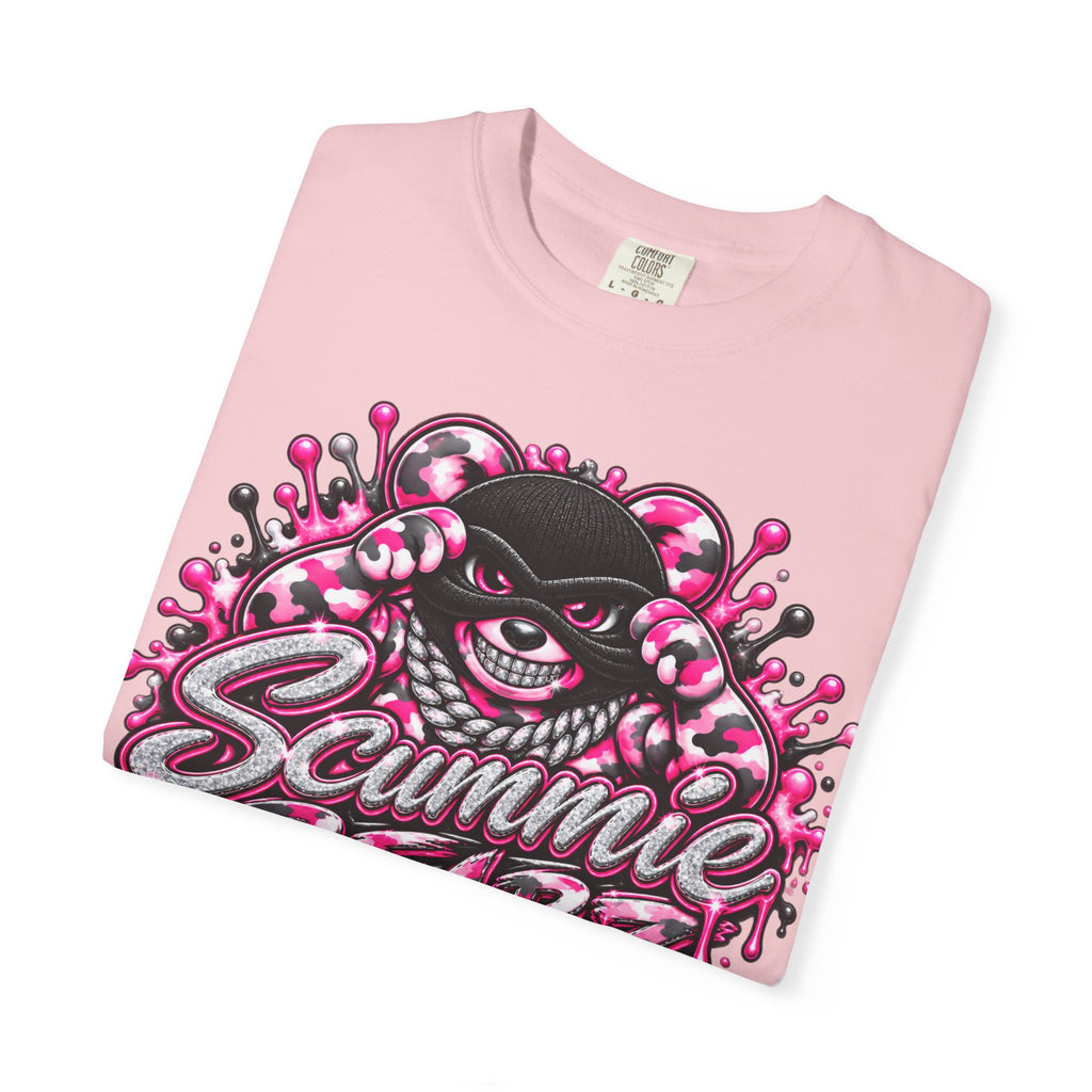 Unisex Garment-Dyed T-shirt-PINK CAMO MASK LOGO GLOCK -SCUMMIEBEARZ™
