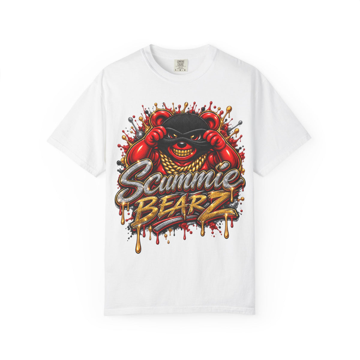 Unisex Garment-Dyed T-SHIRT- COVERED BY THE Blood/MASK LOGO-SCUMMIEBEARZ™