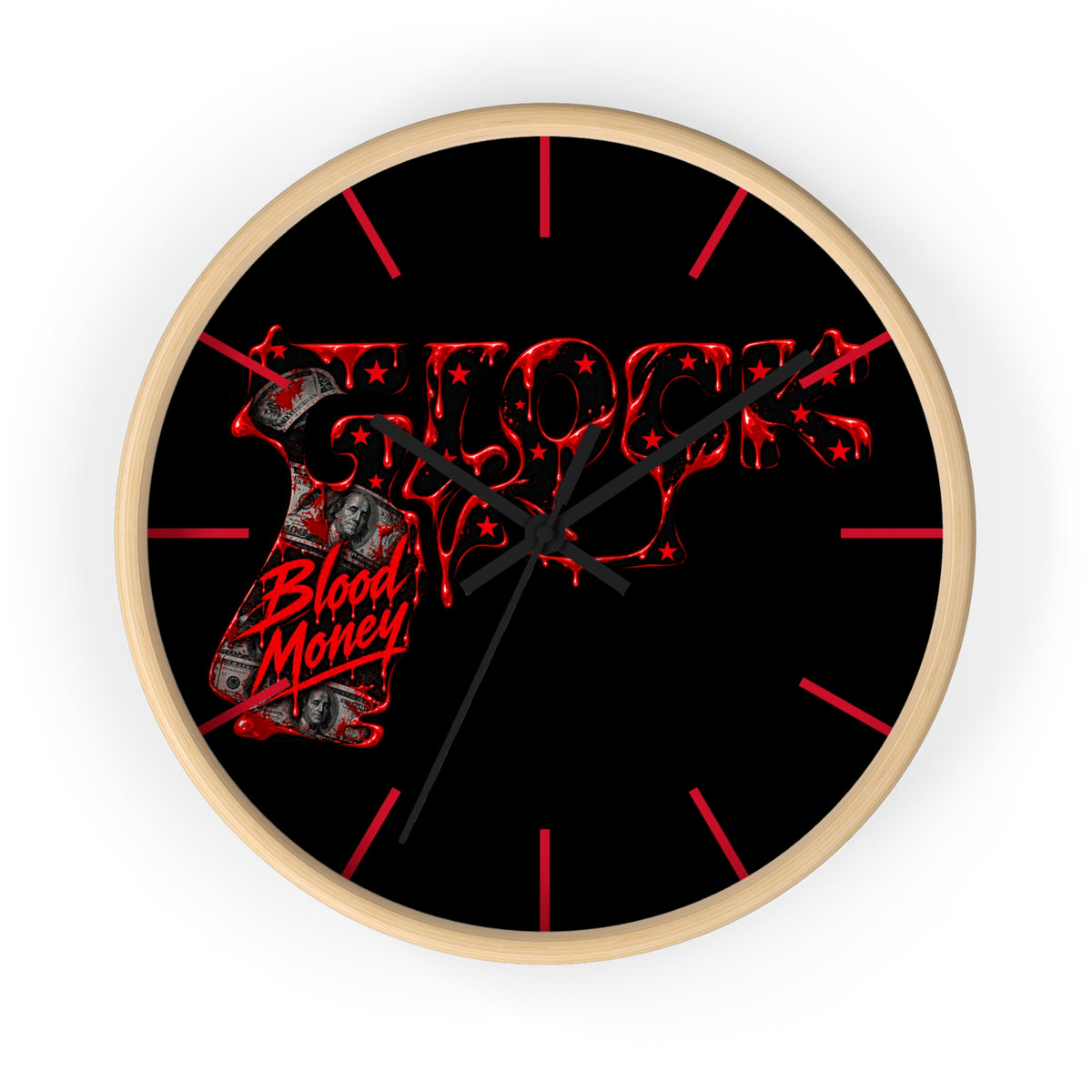 Wall Clock-BLOOD MONEY GLOCK-SCUMMIEBEARZ™️