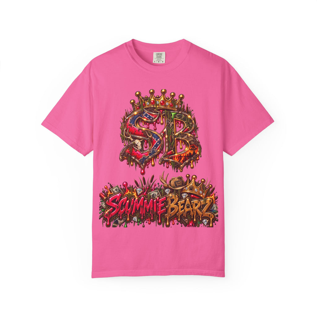 Unisex Garment-Dyed T-shirt-HILBILLYSCUMMIEBEARZ MOONSHINE/CROWN SB LOGO -SCUMMIEBEARZ™