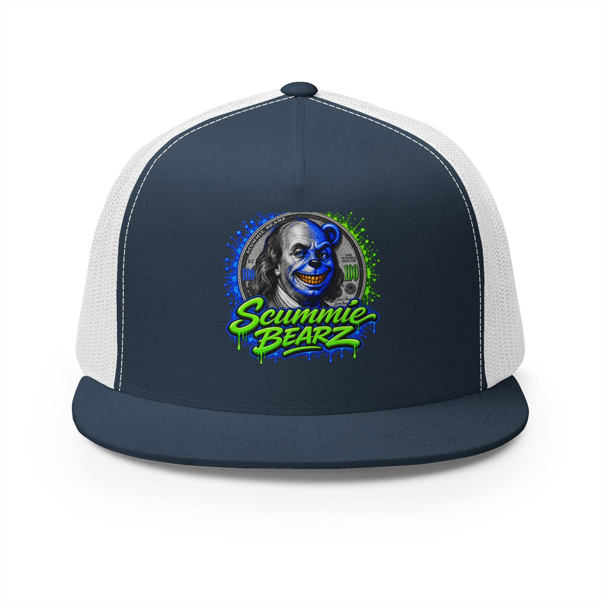 5 Panel Trucker Cap- BLUE BENJAMIN FRANKLIN-SCUMMIEBEARZ™️