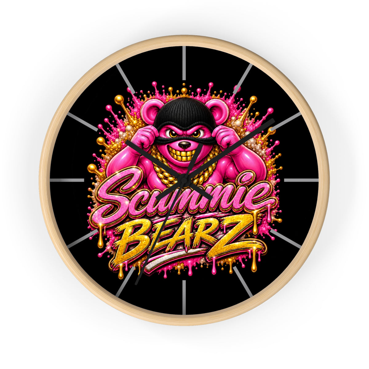 Wall Clock-Pink Scummie Bearz Mask Logo-SCUMMIEBEARZ™️