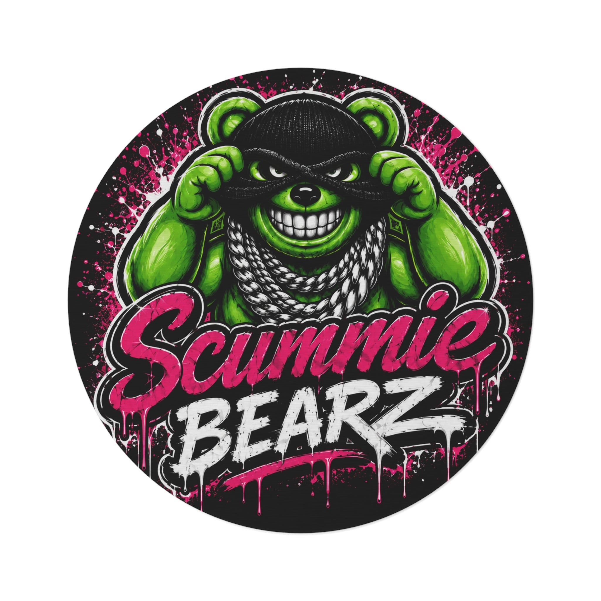 SCUMMIEBEARZ 💚Green/Pink 🩷Logo Round Rug