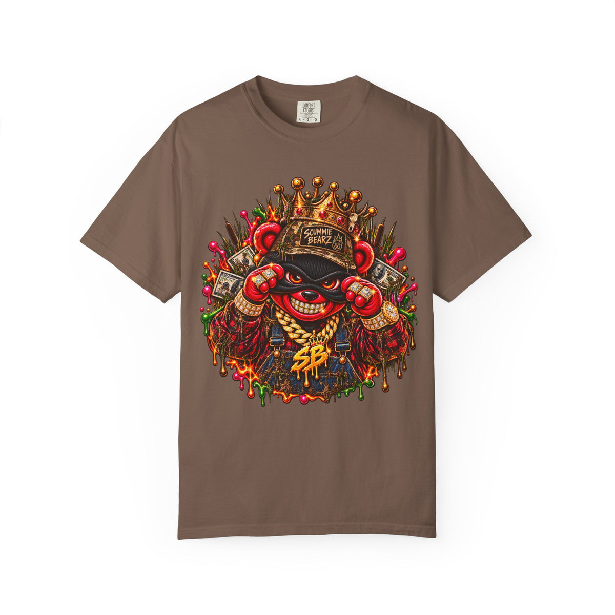 Unisex Garment-Dyed T-shirt-HILLBILLY cROWN MASK/GLOCK LOGO-SCUMMIEBEARZ™️