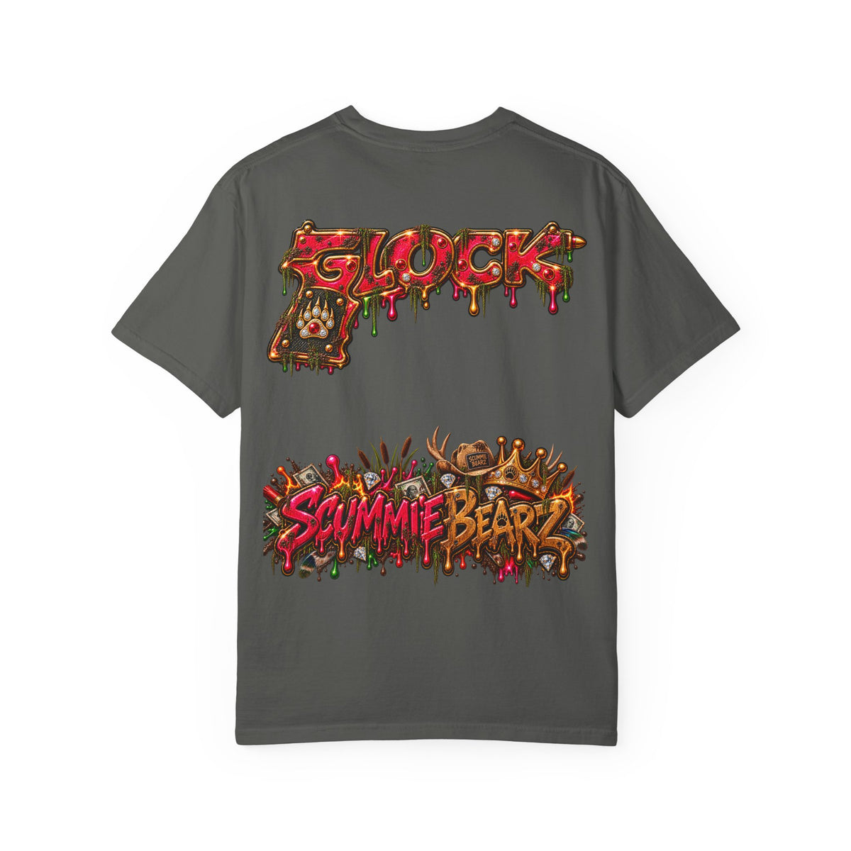 Unisex Garment-Dyed T-shirt-HILLBILLY cROWN MASK/GLOCK LOGO-SCUMMIEBEARZ™️