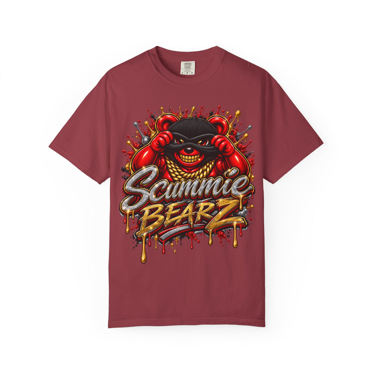 Unisex Garment-Dyed T-SHIRT- COVERED BY THE Blood/MASK LOGO-SCUMMIEBEARZ™