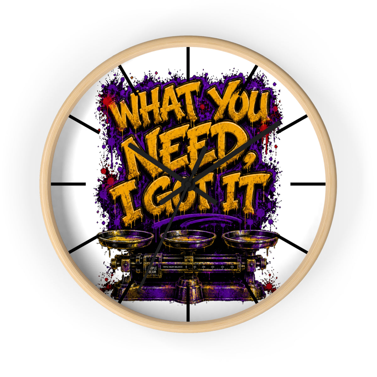 Purple and Gold Street Hustle Wall Clock-What You Need, I Got It-SCUMMIEBEARZ™️