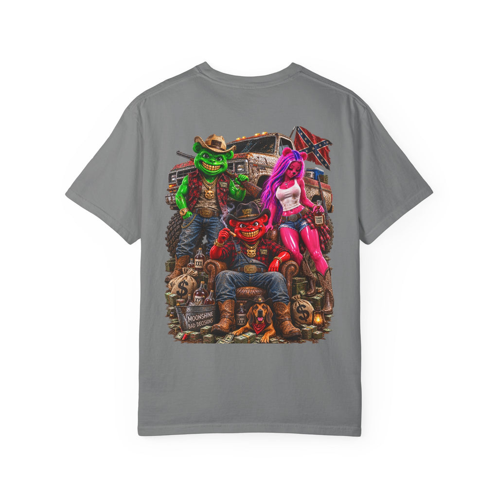 Unisex Garment-Dyed T-shirt-RED CROWN MASK LOGO HILLBILLY -SCUMMIEBEARZ™