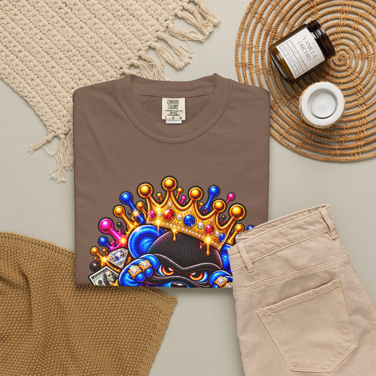 Unisex Garment-Dyed T-shirt-MULTI COLOR CROWN MASK LOGO GLOCK -SCUMMIEBEARZ™