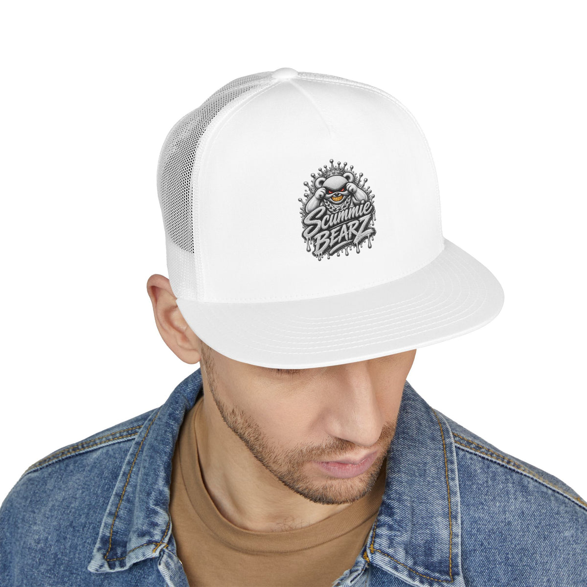 5 Panel Trucker Cap-SILVER MASK LOGO-SCUMMIEBEARZ™