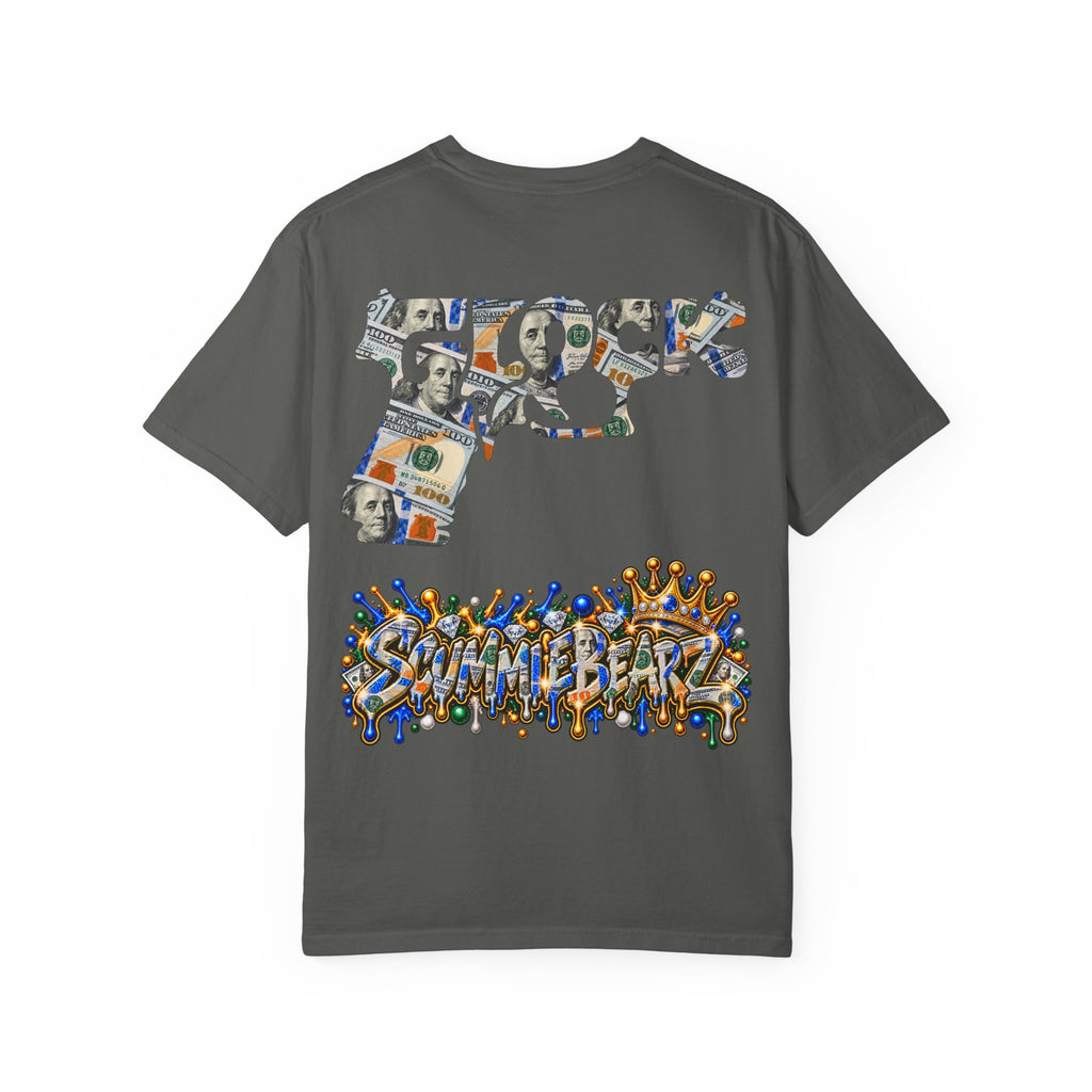 Unisex Garment-Dyed T-SHIRT-MONEY GLOCK/CROWN MASK LOGO-SCUMMIEBEARZ™