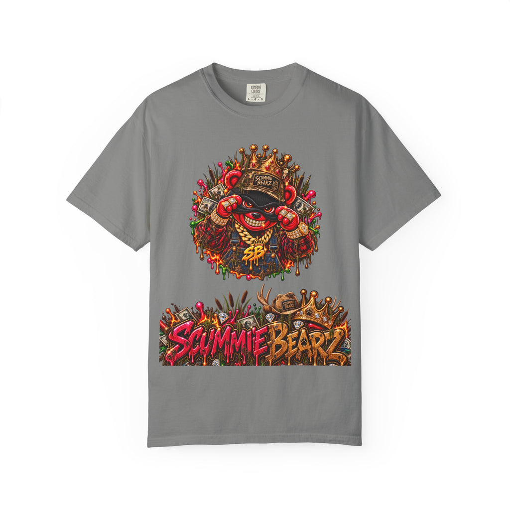 Unisex Garment-Dyed T-shirt--HILLBILLY COUNTY FAIR OUTLAWS/CROWN SB LOGO-SCUMMIEBEARZ™️