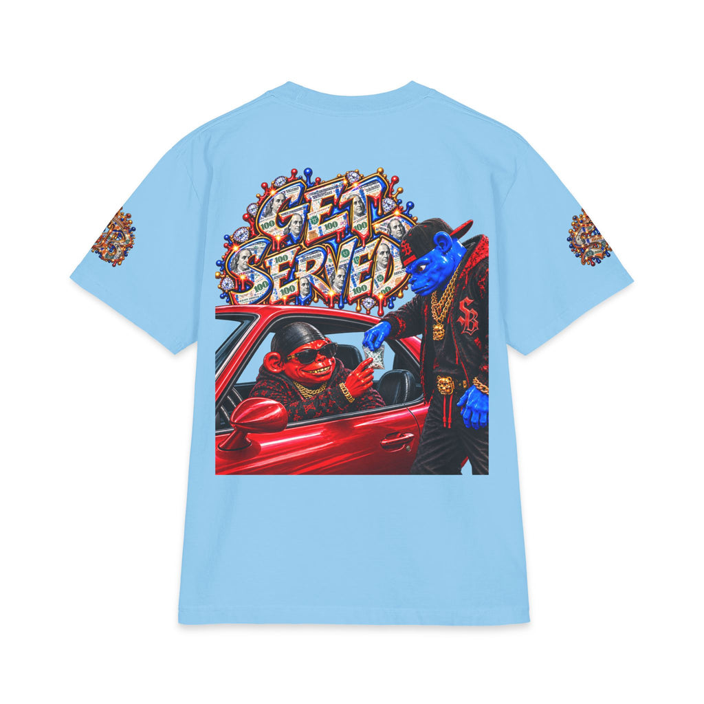 Get Served Red/Blue Remix | SCUMMIEBEARZ™ Shaka Wear Heavyweight Tee