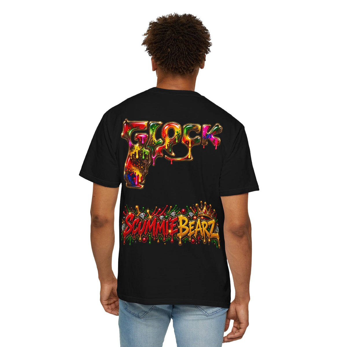 Unisex Garment-Dyed T-shirt-RED CROWN MASK LOGO MULTI COLOR GLOCK -SCUMMIEBEARZ™