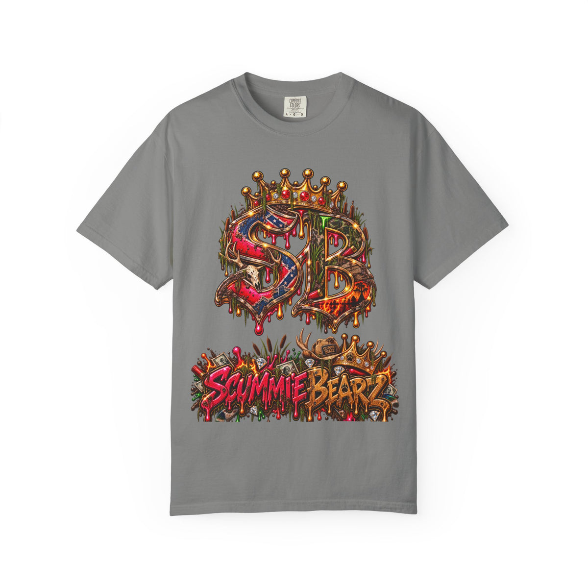 Unisex Garment-Dyed T-shirt--HILLBILLY DEAD OR RICH/SB CROWN LOGO-SCUMMIEBEARZ™️