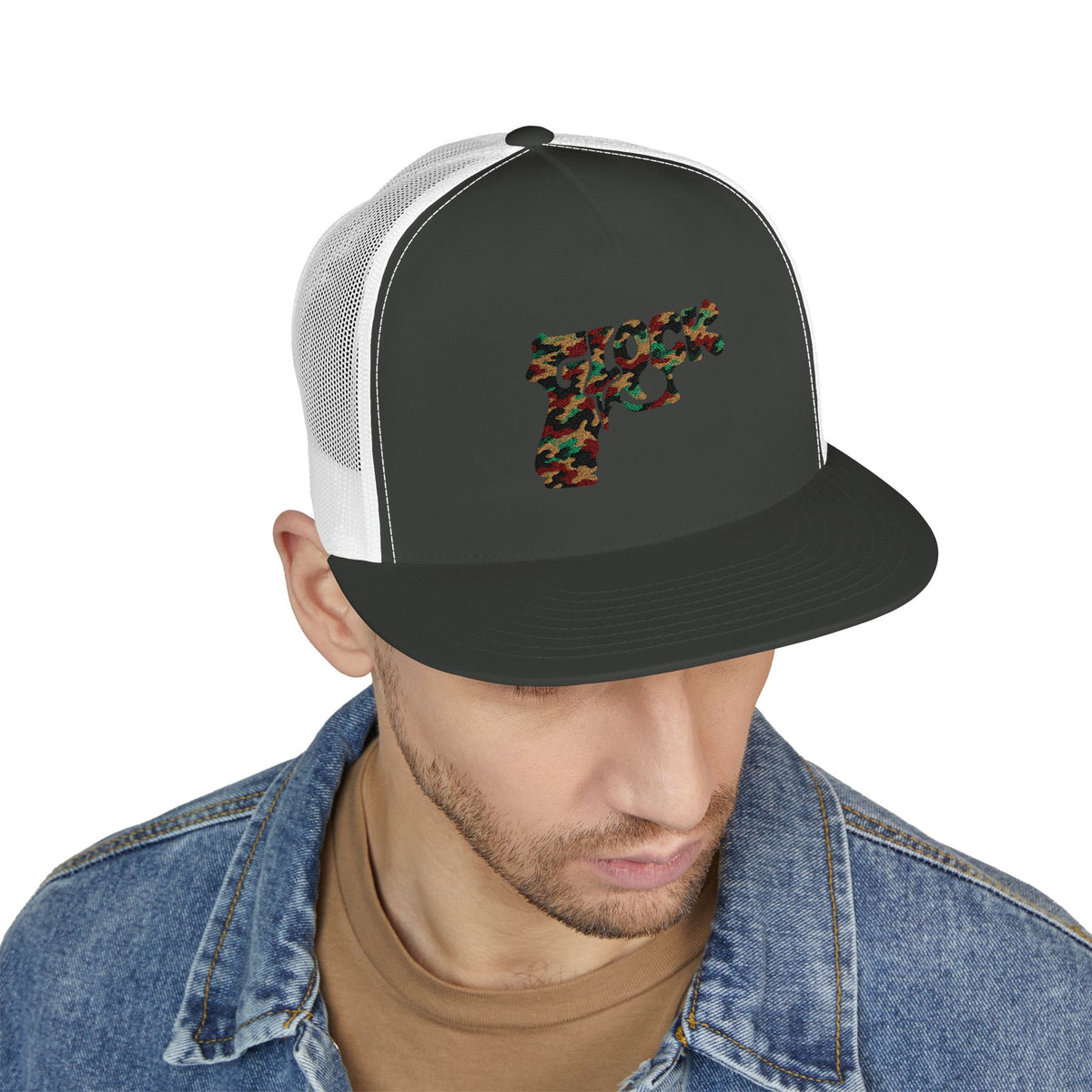 5 Panel Trucker Cap-CAMOUFLAGE GLOCK LOGO-SCUMMIEBEARZ™️