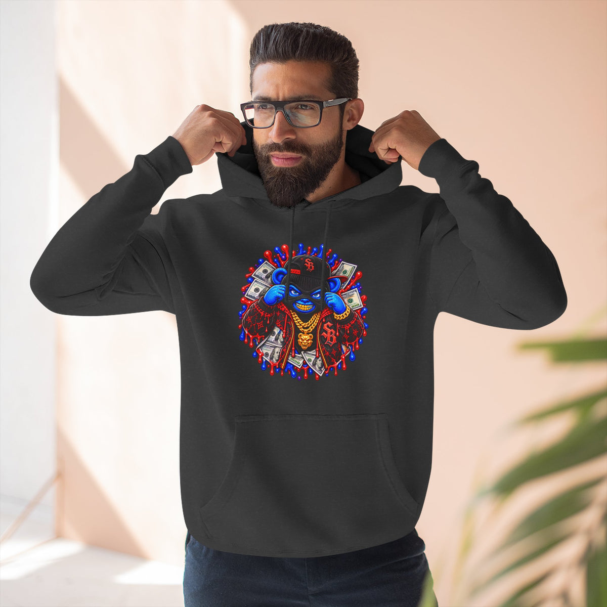 Three-Panel Fleece Hoodie-GET SERVED-SCUMMIEBEARZ™️