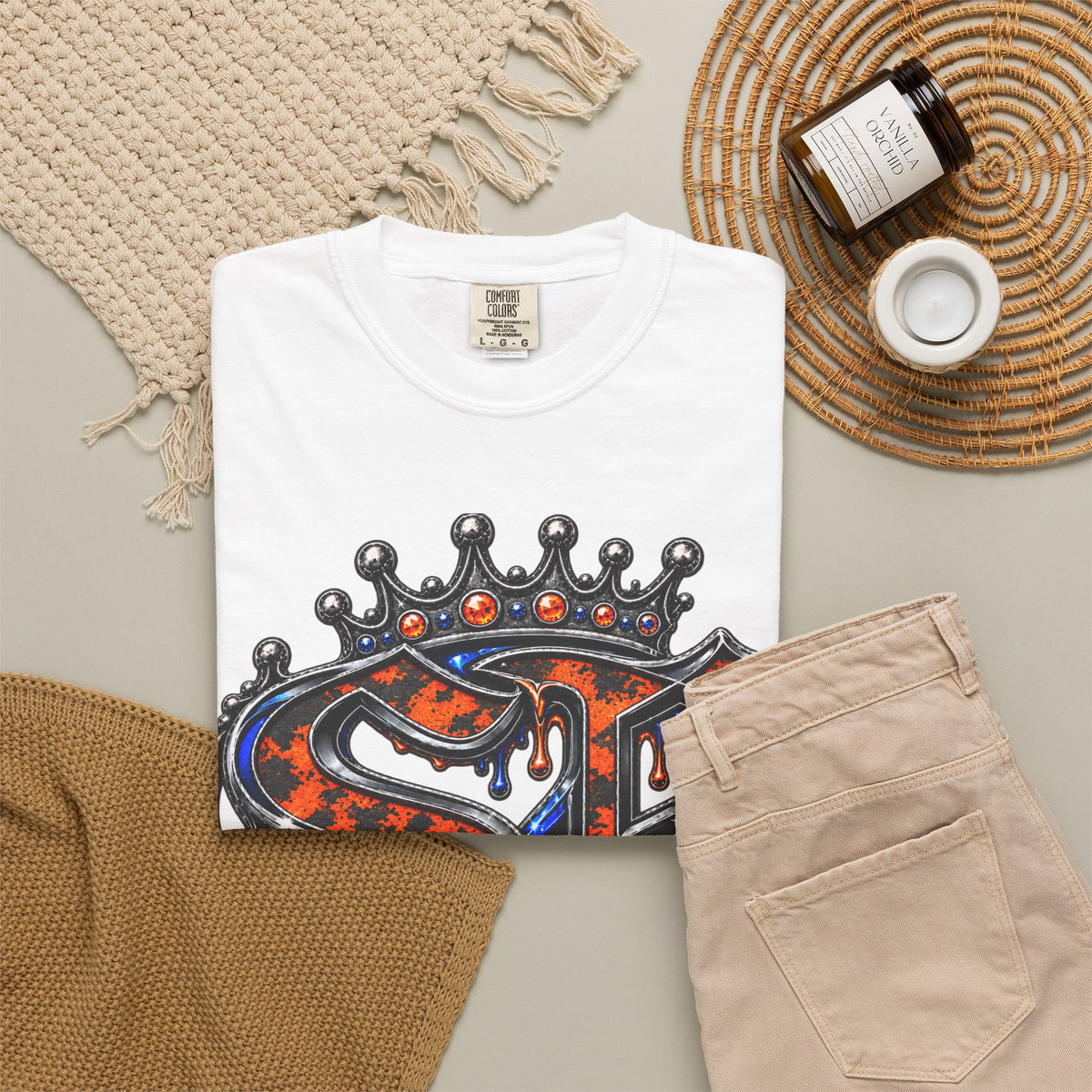 Unisex Garment-Dyed T-shirt-SB CROWN LOGO STRESS BOX LOCKED UP COLLECTION-SCUMMIEBEARZ™