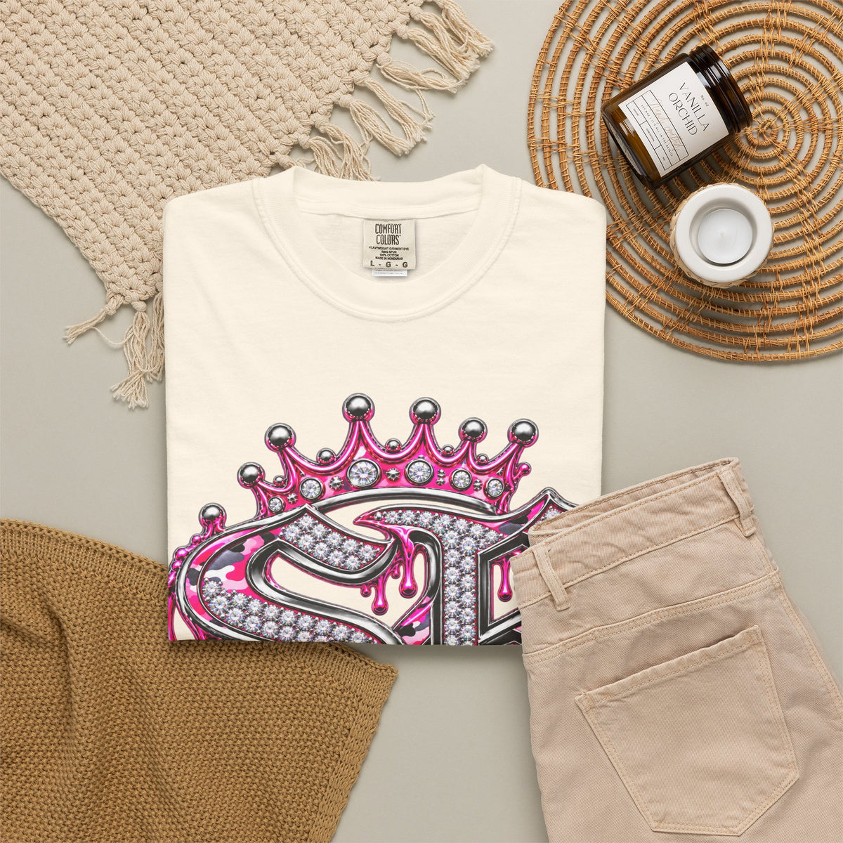 Unisex Garment-Dyed T-shirt-MONA LISA/CROWN MASK SB LOGO-SCUMMIEBEARZ™