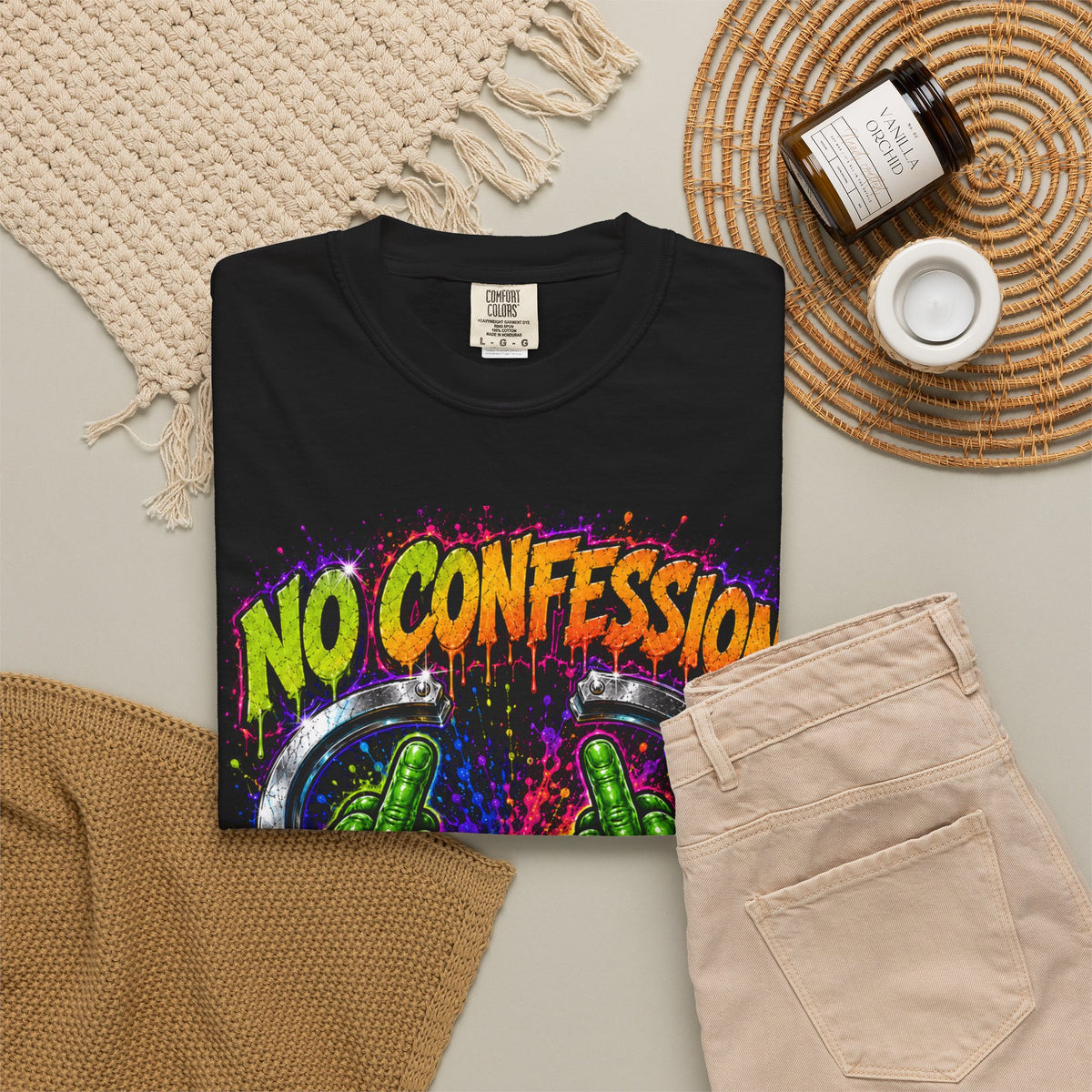 Unisex Garment-Dyed T-SHIRT- NO CONFESSION NO CONVICTION/ SCUMMIEBEARZ™