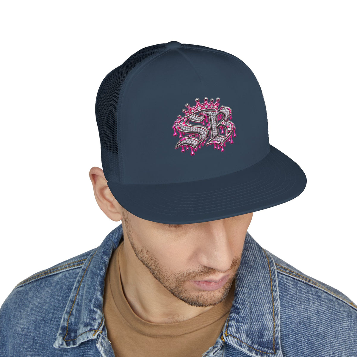5 Panel Trucker Cap-PINK/SILVER SB LOGO-SCUMMIEBEARZ™