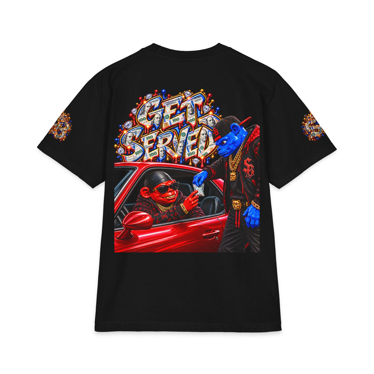 Get Served Red/Blue Remix | SCUMMIEBEARZ™ Shaka Wear Heavyweight Tee
