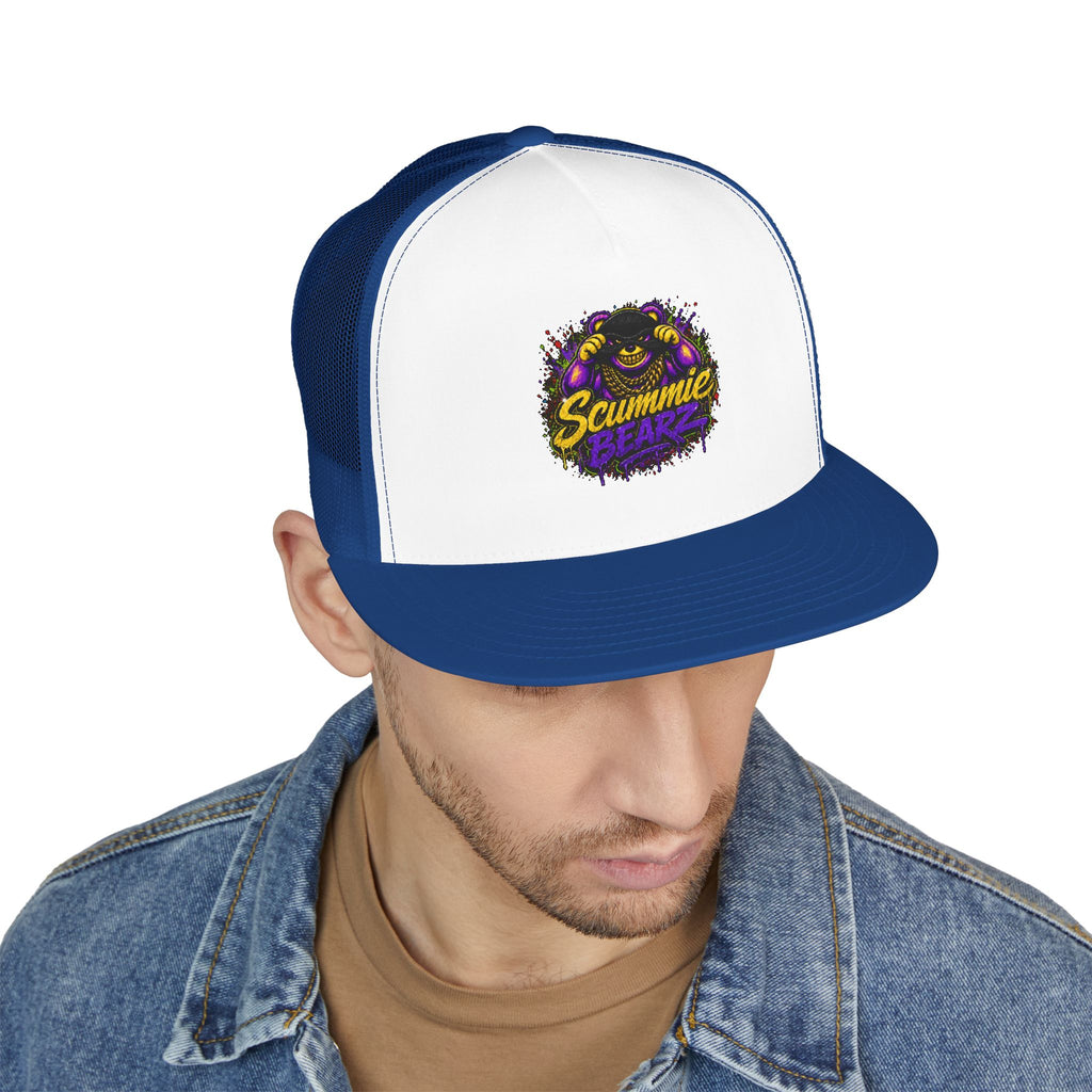 5 Panel Trucker Cap-GOLD/PURPLE MASK LOGO-SCUMMIEBEARZ™