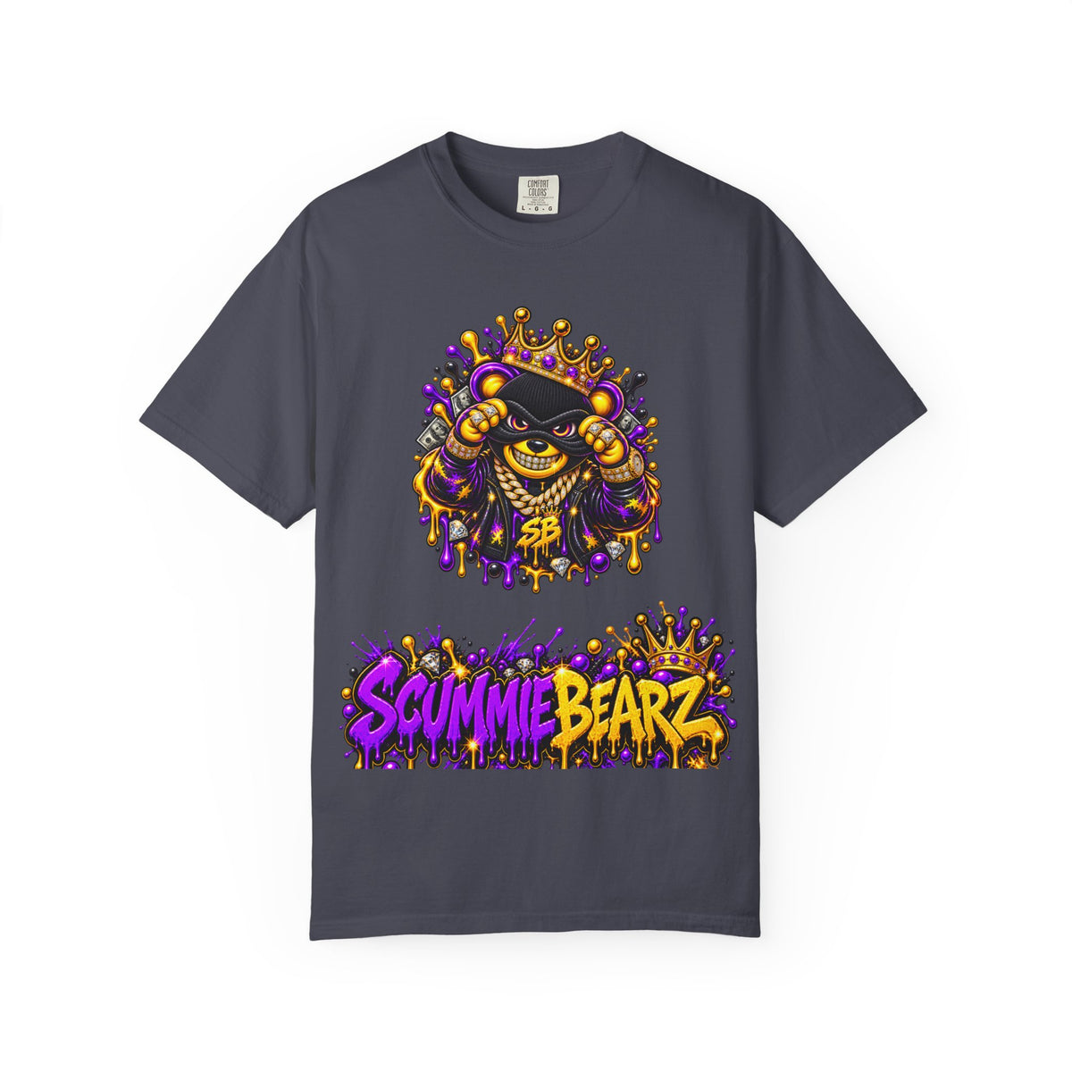 Unisex Garment-Dyed T-shirt-PURPLE&G9D CROWN MASK LOGO TRAP HOUSE MEET-SCUMMINGBEARZ™