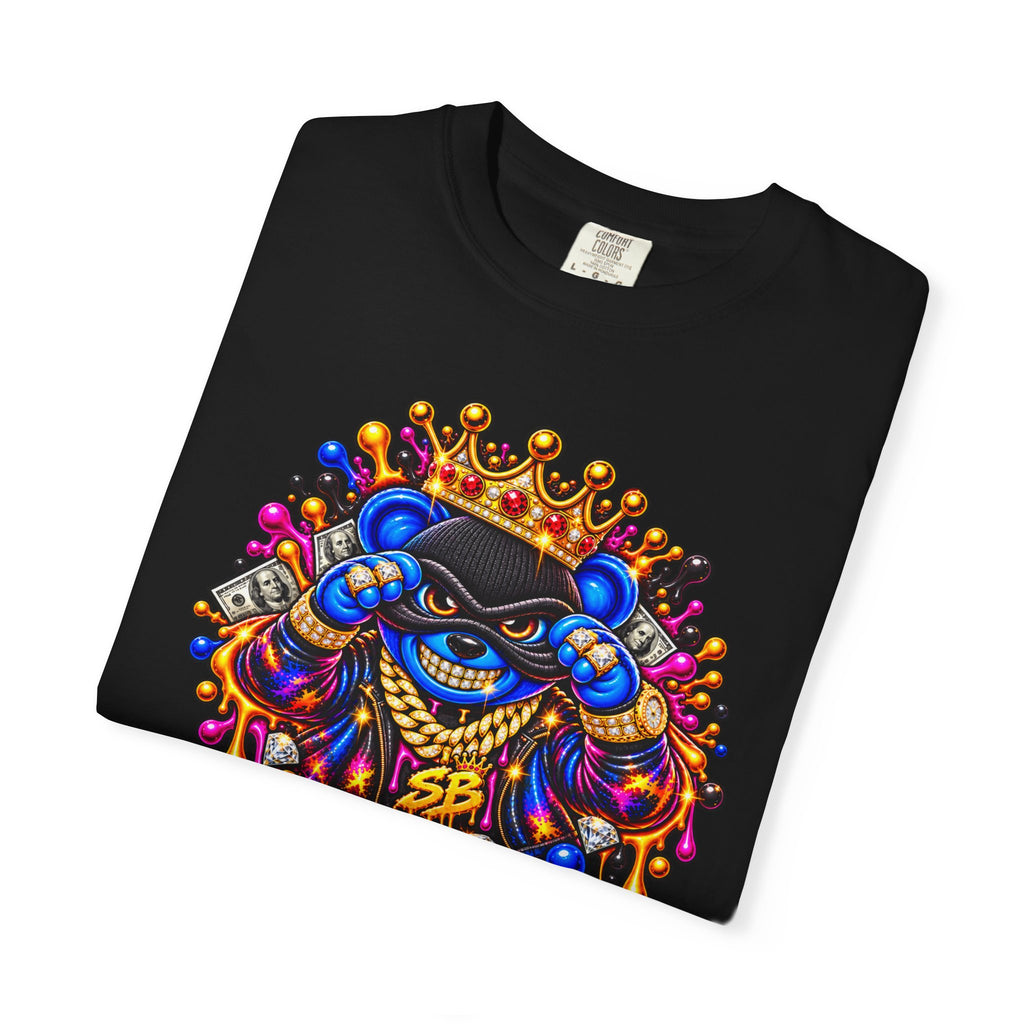 Unisex Garment-Dyed T-shirt-BLUE&PINK CROWN MASK LOGO MONEY GLOCK CROWN SB LOGO-SCUMMIEBEARZ™