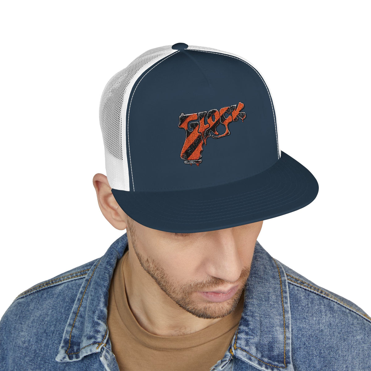 5 Panel Trucker Cap-ORANGE GLOCK LOGO-SCUMMIEBEARZ™️