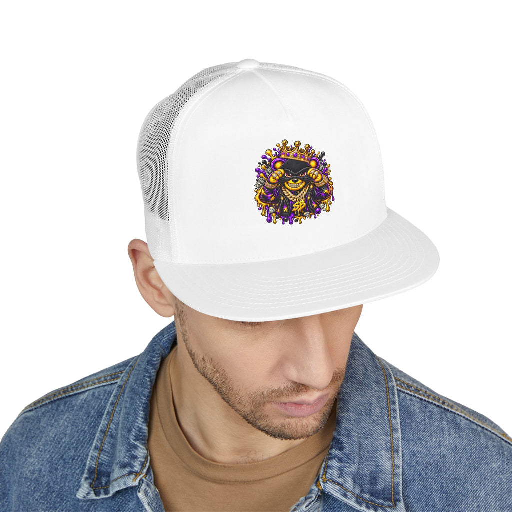 5 Panel Trucker Cap-PURPLE/GOLD SB MASK LOGO-SCUMMIEBEARZ™