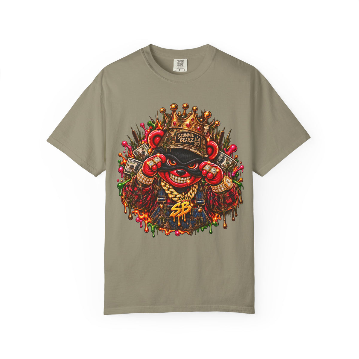 Unisex Garment-Dyed T-shirt-HILLBILLY cROWN MASK/GLOCK LOGO-SCUMMIEBEARZ™️