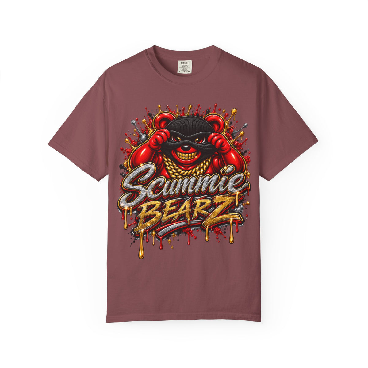 Unisex Garment-Dyed T-SHIRT- COVERED BY THE Blood/MASK LOGO-SCUMMIEBEARZ™