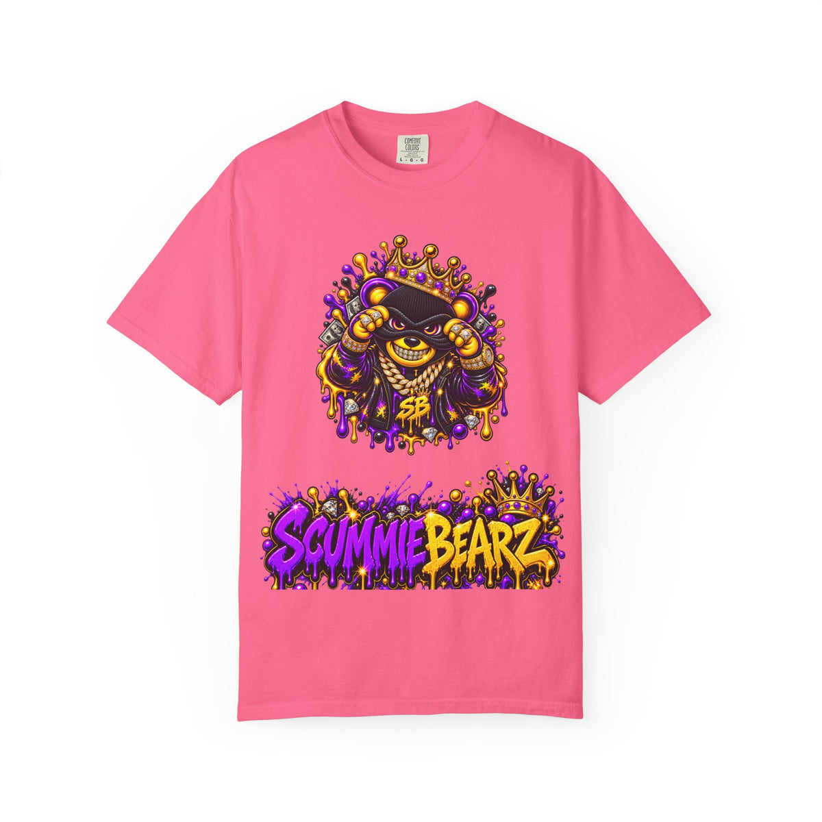 Unisex Garment-Dyed T-shirt-PURPLE&G9D CROWN MASK LOGO TRAP HOUSE MEET-SCUMMINGBEARZ™