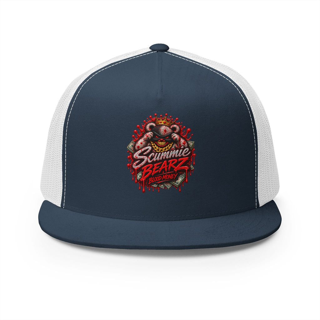5 Panel Trucker Cap-	RED BLOOD MONEY MASK LOGO-SCUMMIEBEARZ™