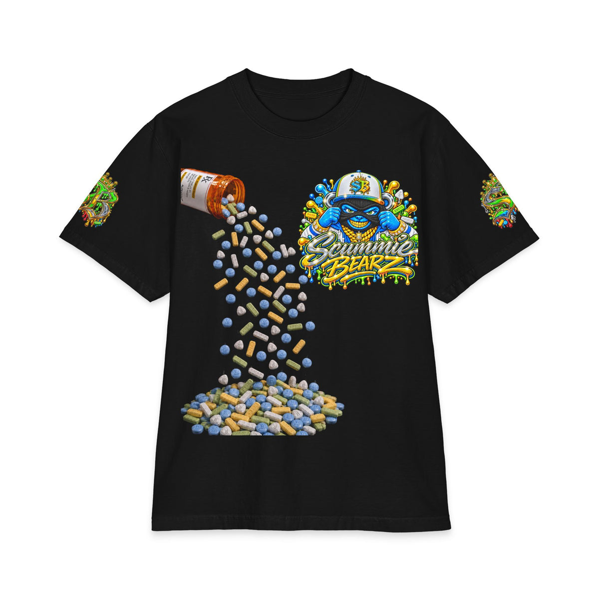Unisex Max Heavyweight Short Sleeve-GET YOUR MIND RIGHT GREEN/BLUE REMIX-SCUMMIEBEARZ™️