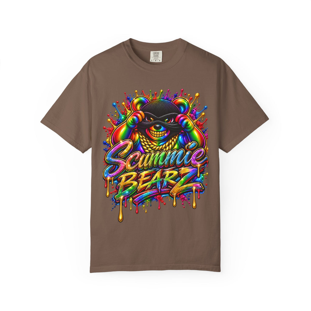 Unisex Garment-Dyed T-shirt-RAINBOW MASK LOGO GLOCK SB CROWN LOGO-SCUMMIEBEARZ™