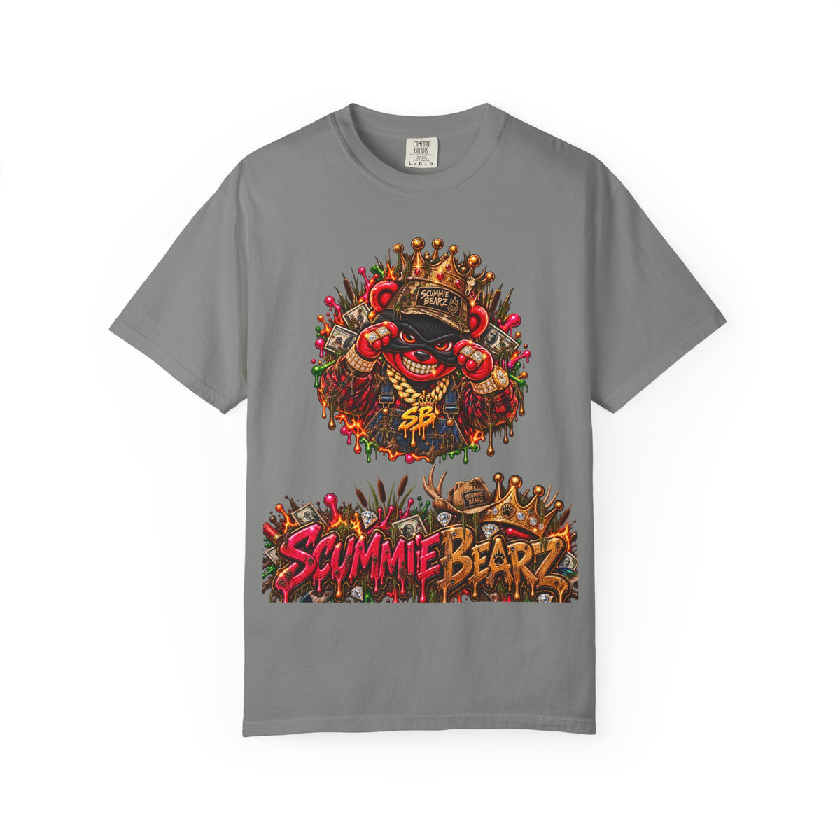 Unisex Garment-Dyed T-shirt--HILLBILLY WORLD TOUR/CROWN SB LOGO-SCUMMIEBEARZ™️