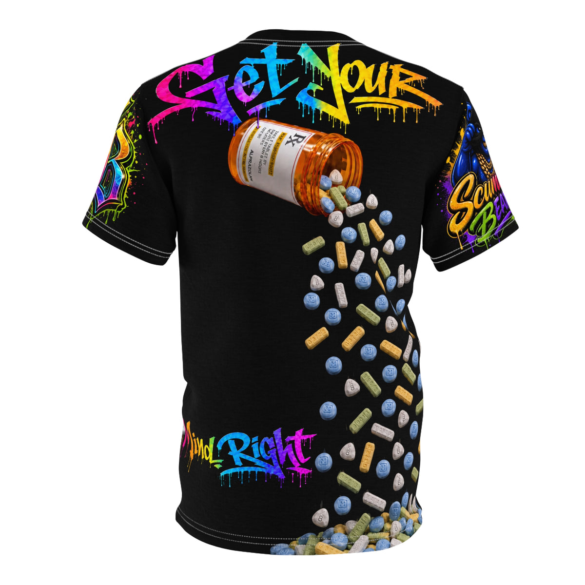 Men’s Streetwear AOP T-shirt AOP-GET YOUR MIND,RIGHT RAINBOW, REMIX ADDICTION AWARENESS,-SCUMMIEBEARZ™️