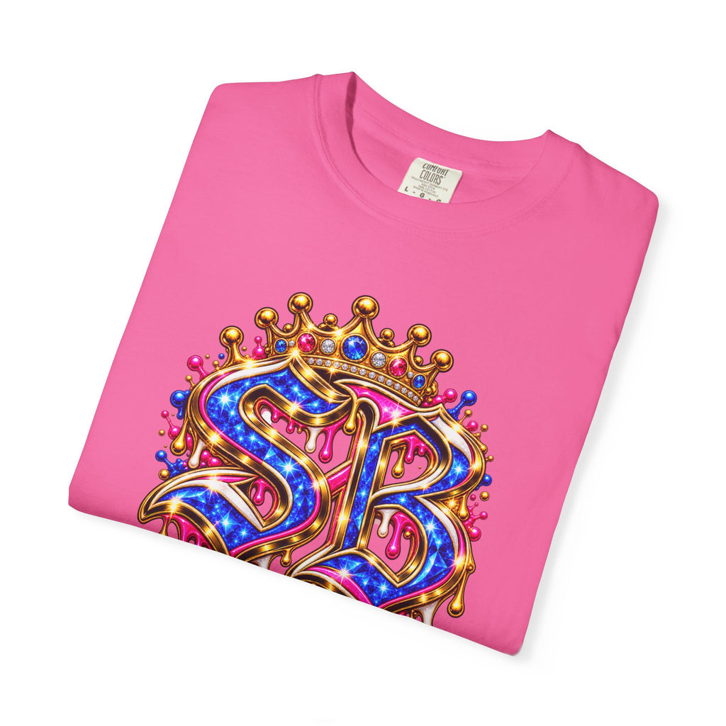 Unisex Garment-Dyed T-shirt-BLUE&PINK CROWN SB LOGO ARMED WITH FAITH-SCUMMIEBEARZ™