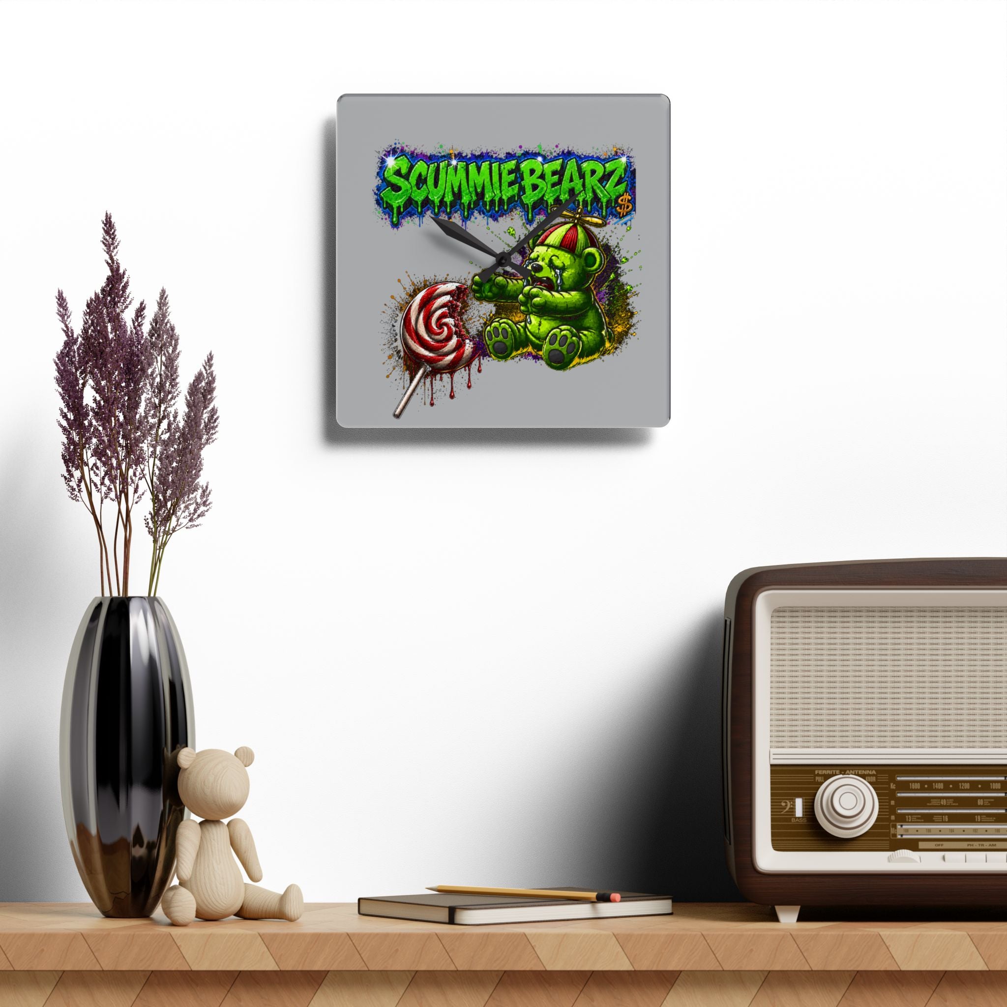 Acrylic Wall Clock-Stealing Candy From A Baby Neon Green