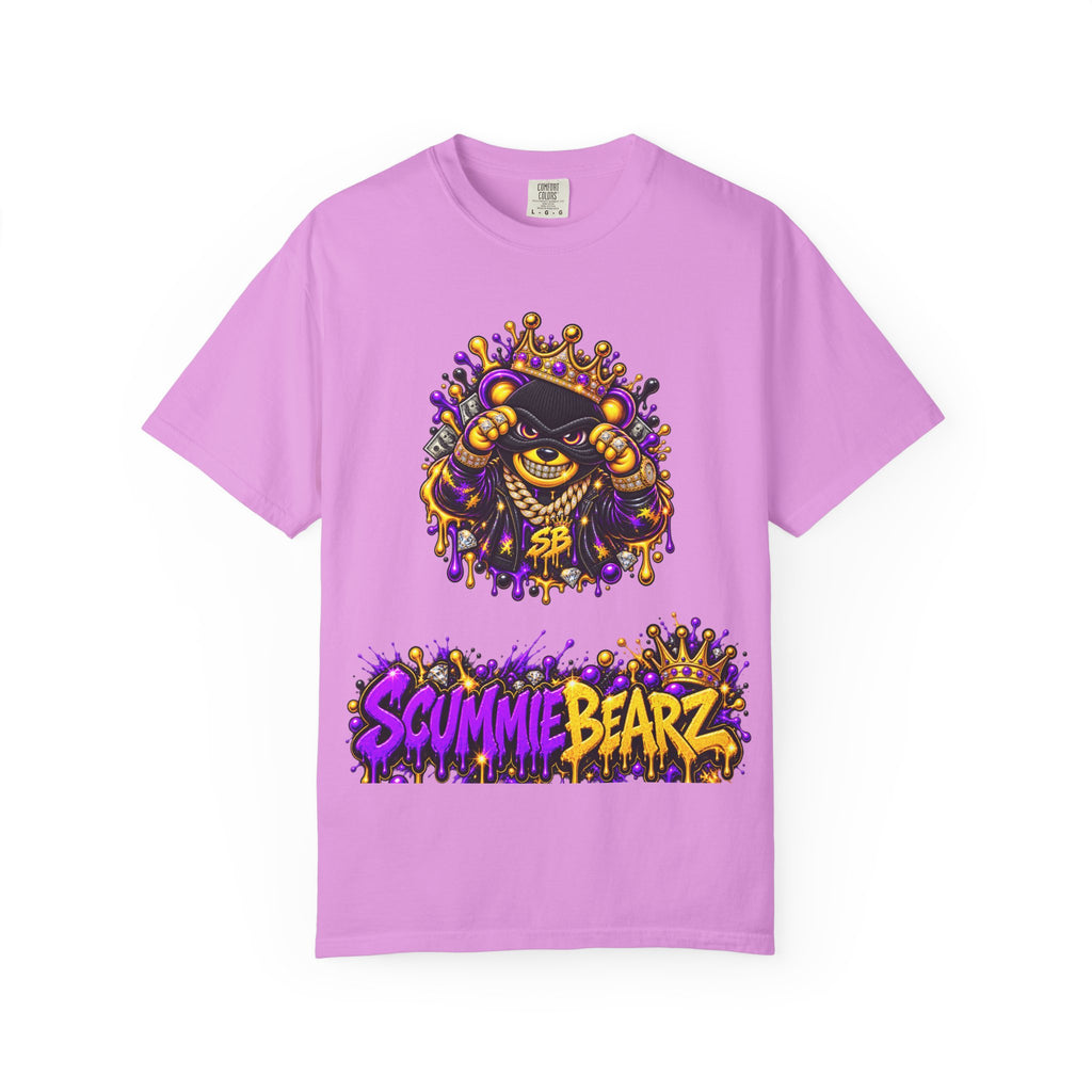 Unisex Garment-Dyed T-shirt-PURPLE&G9D CROWN MASK LOGO TRAP HOUSE MEET-SCUMMINGBEARZ™