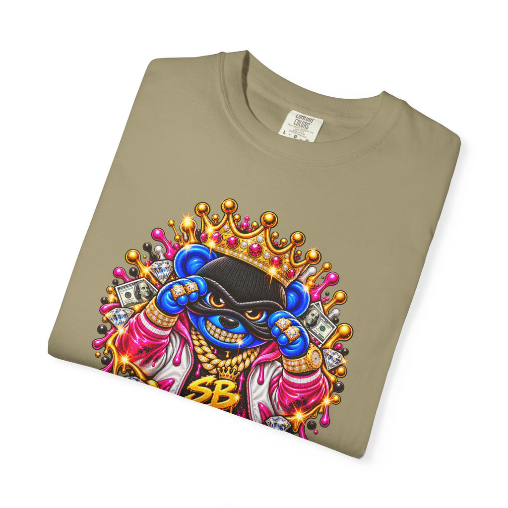 Unisex Garment-Dyed T-shirt-BLUE&PINK CROWN MASK LOGO CHOSEN BY GOD-SCUMMINGBEARZ™